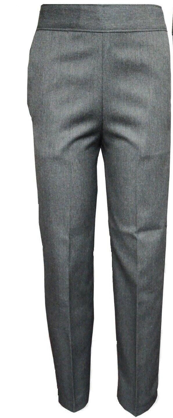 Boys Pull Up Back Half Elasticated Waist Teflon School Trouser