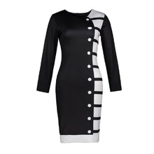 Load image into Gallery viewer, Black &amp; White Elegant Patchwork Bodycon Dress
