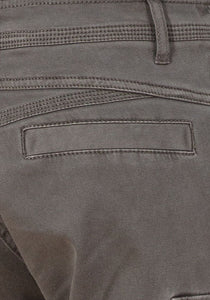 Ladies Dark Brown Cotton Blend Plus Size Cargo Trousers