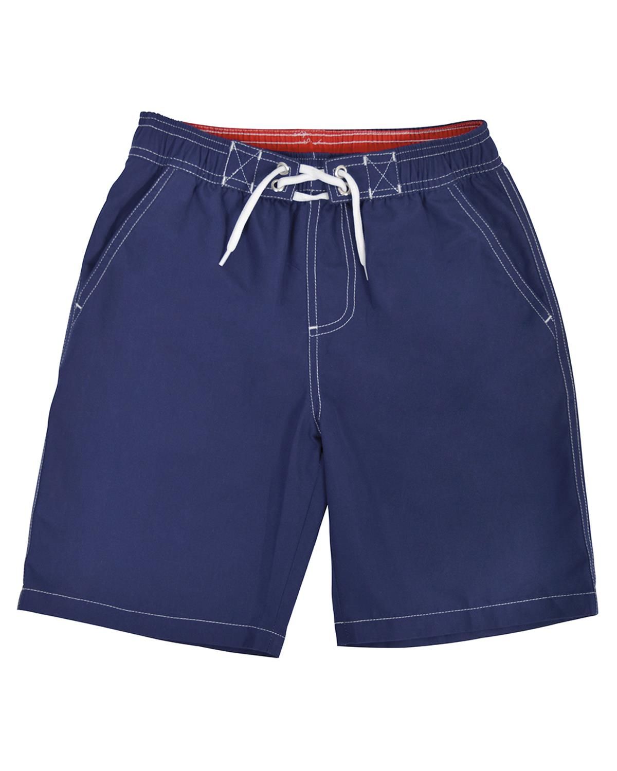 Boys Blue Navy Red Plain Bermuda Swimming Shorts