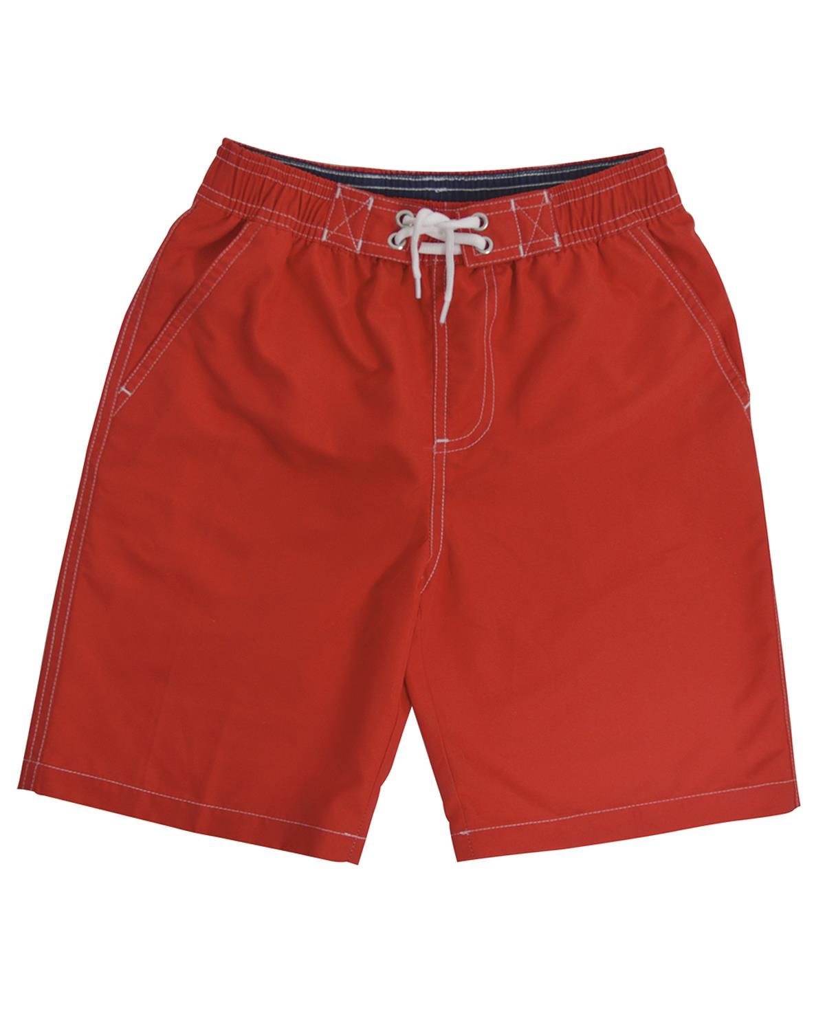 Boys Blue Navy Red Plain Bermuda Swimming Shorts