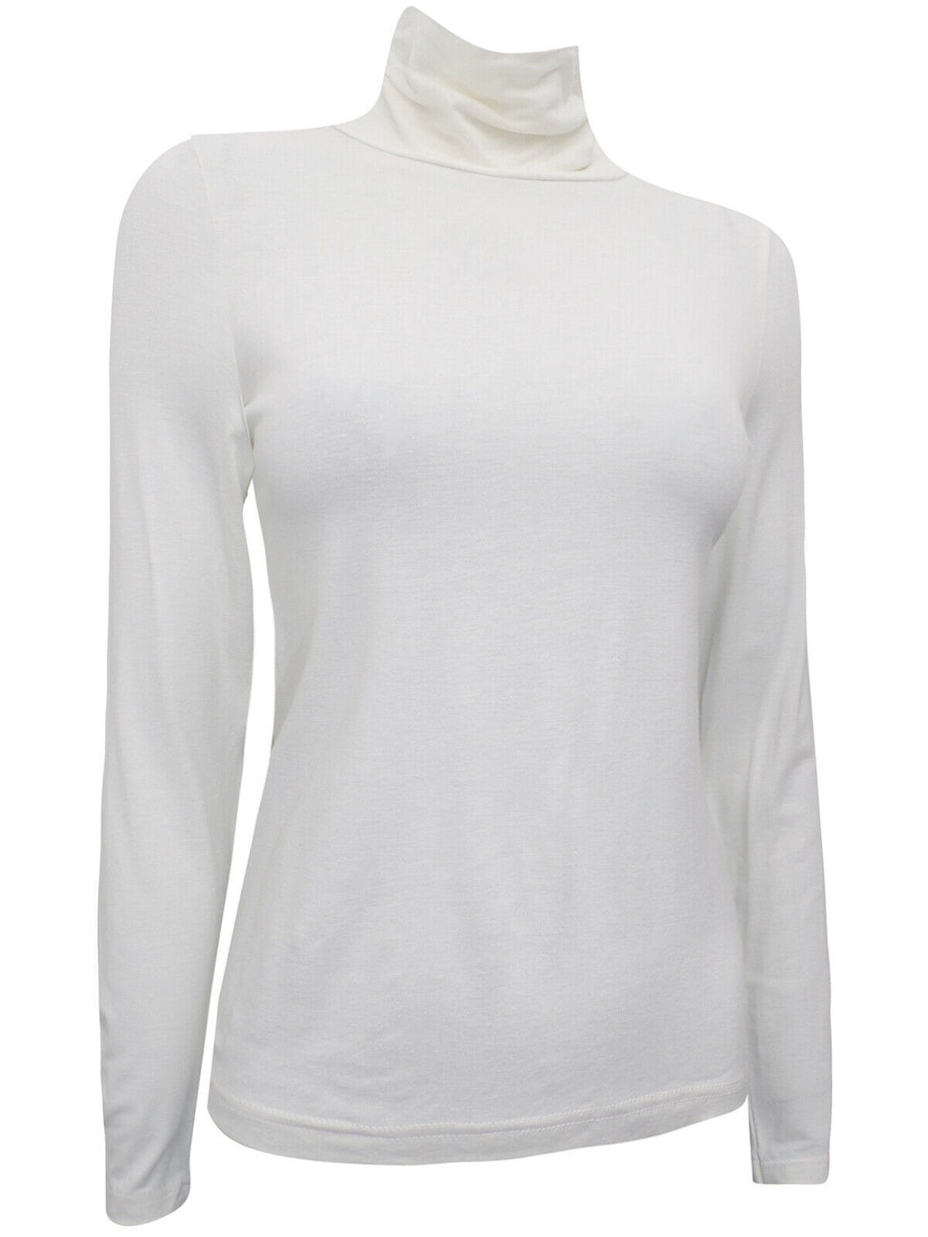 Cream Turtle Roll Neck Stretchy Jersey Top