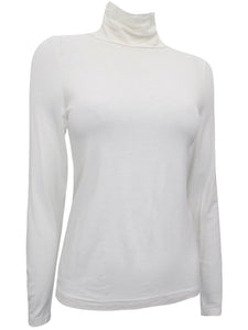 Cream Turtle Roll Neck Stretchy Jersey Top