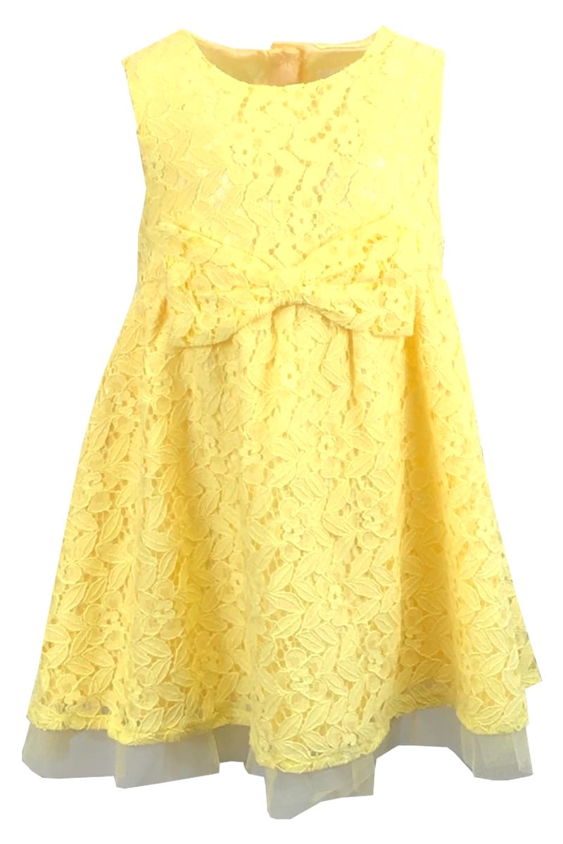 Baby Girl's Yellow Lemon Floral Lace Sleeveless Dress