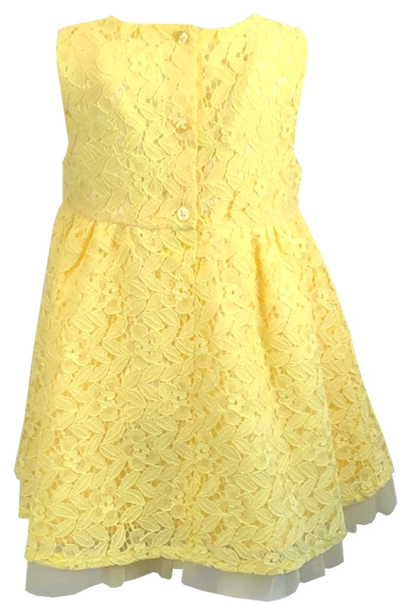 Baby Girl's Yellow Lemon Floral Lace Sleeveless Dress