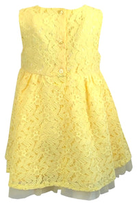 Baby Girl's Yellow Lemon Floral Lace Sleeveless Dress