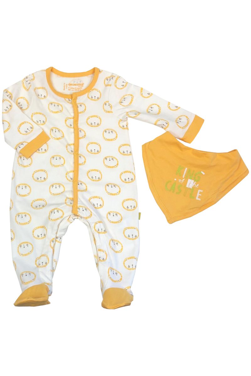 Baby Unisex Orchestra Bebe Cotton Rich Sleepsuit & Bib 2 Piece Baby Set